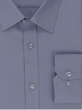 Camisa Social Masculina Semi Slim Cinza Estampa Poá