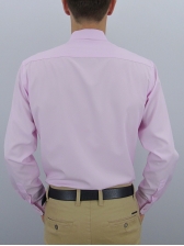Camisa Social Masculina Semi Slim Rosa Claro Estampa Poá