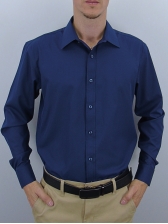 Camisa Social Masculina Semi Slim Azul Marinho Estampa Poá