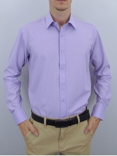Camisa Social Masculina Semi Slim Lilás Estampa Poá