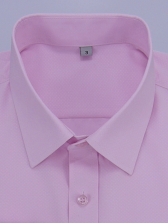 Camisa Social Masculina Semi Slim Rosa Claro Estampa Poá