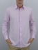 Camisa Social Masculina Semi Slim Rosa Claro Estampa Poá