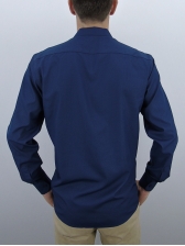 Camisa Social Masculina Semi Slim Azul Marinho Estampa Poá
