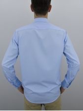 Camisa Social Masculina Semi Slim Azul Claro Estampa Poá