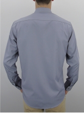 Camisa Social Masculina Semi Slim Cinza Estampa Poá