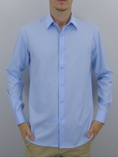Camisa Social Masculina Semi Slim Azul Claro Estampa Poá