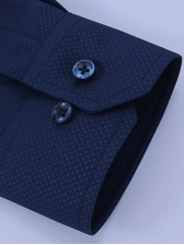 Camisa Social Masculina Semi Slim Azul Marinho Estampa Poá