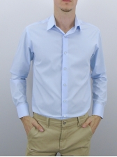 Camisa Masculina Lisa Mista - Cor Azul Claro