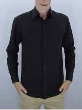 Camisa Masculina Lisa Mista - Cor Preta