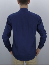 Camisa Masculina Lisa Mista - Cor Azul Escuro
