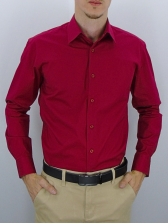 Camisa Masculina Lisa Mista - Cor Vermelho Escuro
