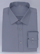 Camisa Social Masculina Semi Slim Cinza Estampa Poá
