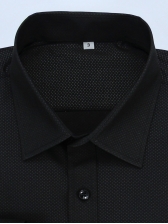 Camisa Social Masculina Semi Slim Preto Estampa Poá