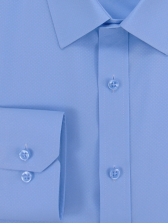 Camisa Social Masculina Semi Slim Azul Claro Estampa Poá
