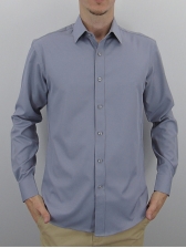 Camisa Social Masculina Semi Slim Cinza Estampa Poá