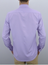 Camisa Social Masculina Semi Slim Lilás Estampa Poá
