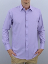 Camisa Social Masculina Semi Slim Lilás Estampa Poá