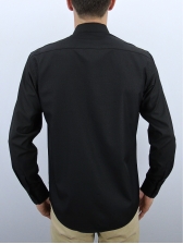 Camisa Social Masculina Semi Slim Preto Estampa Poá